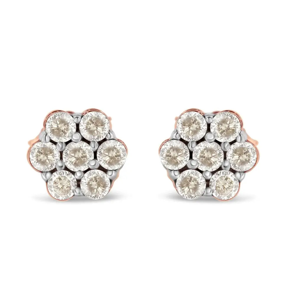 10k Rose Gold Diamond Floral Stud Earrings (0.5 Cttw J-k Color I1-i2 Clarity) - Fine Jewelry us Direct