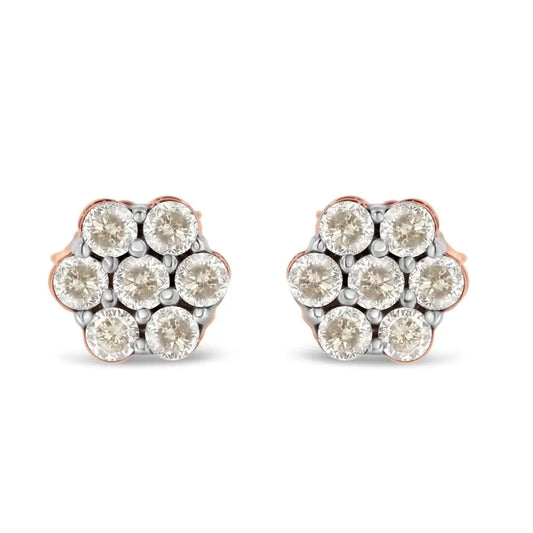 10k Rose Gold Diamond Floral Stud Earrings (0.5 Cttw J-k Color I1-i2 Clarity) - Fine Jewelry us Direct