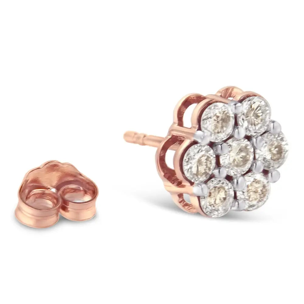 10k Rose Gold Diamond Floral Stud Earrings (1 Cttw J-k Color I1-i2 Clarity) - Fine Jewelry us Direct