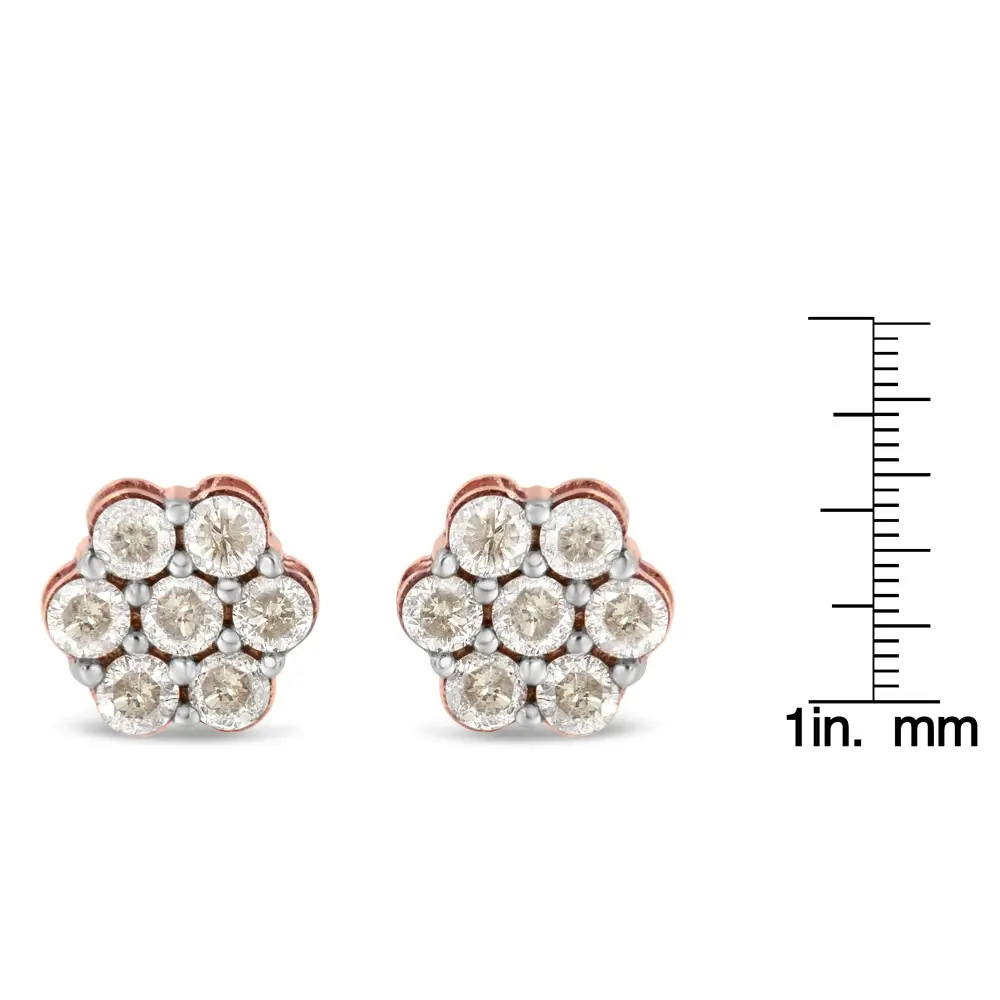 10k Rose Gold Diamond Floral Stud Earrings (1 Cttw J-k Color I1-i2 Clarity) - Fine Jewelry us Direct