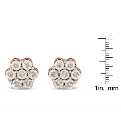 10k Rose Gold Diamond Floral Stud Earrings (1 Cttw J-k Color I1-i2 Clarity) - Fine Jewelry us Direct