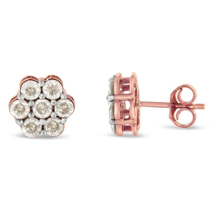 10k Rose Gold Diamond Floral Stud Earrings (1 Cttw J-k Color I1-i2 Clarity) - Fine Jewelry us Direct