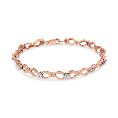 10k Rose Gold Plated Diamond Infinity Link Tennis Bracelet - 7”