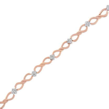 10k Rose Gold Plated Diamond Infinity Link Tennis Bracelet - 7”