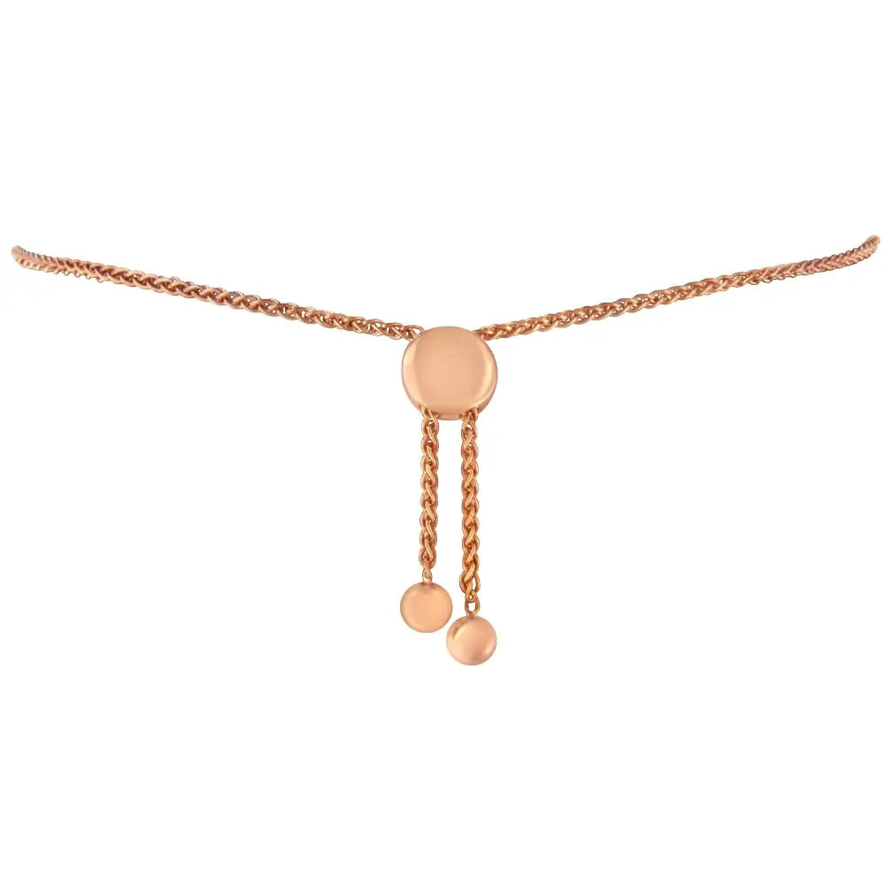 10k Rose Gold Over.925 Sterling Silver 1/10 Cttw Round-cut Diamond Heart Link Adjustable Bolo Bracelet (h-i Color I2-i3