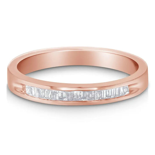 10k Rose Gold Over.925 Sterling Silver 1/5 Cttw Diamond Channel-set Stackable Band Ring (h-i Color I1-i2 Clarity)