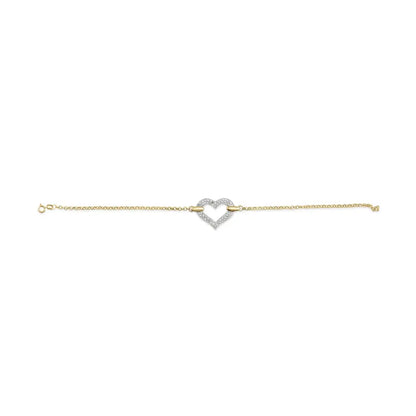 10k Two Tone Gold 1/4 Cttw Diamond Encrusted Heart Charm 7’’ Bracelet (h-i Color I1-i2 Clarity) - Fine Jewelry us Direct