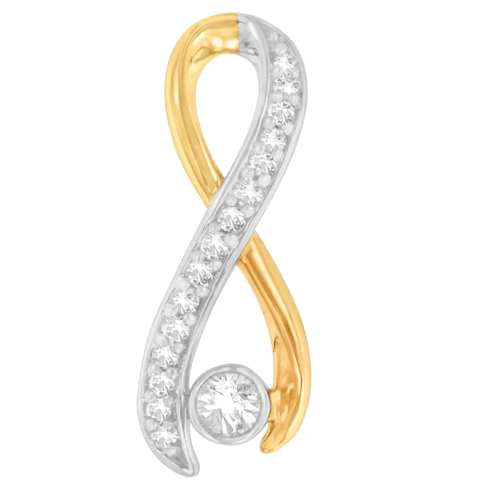 10k Two-tone Gold 1/5 Cttw Diamond Radiant Ribbon Pendant Necklace (h-i I1-i2) - Fine Jewelry us Direct