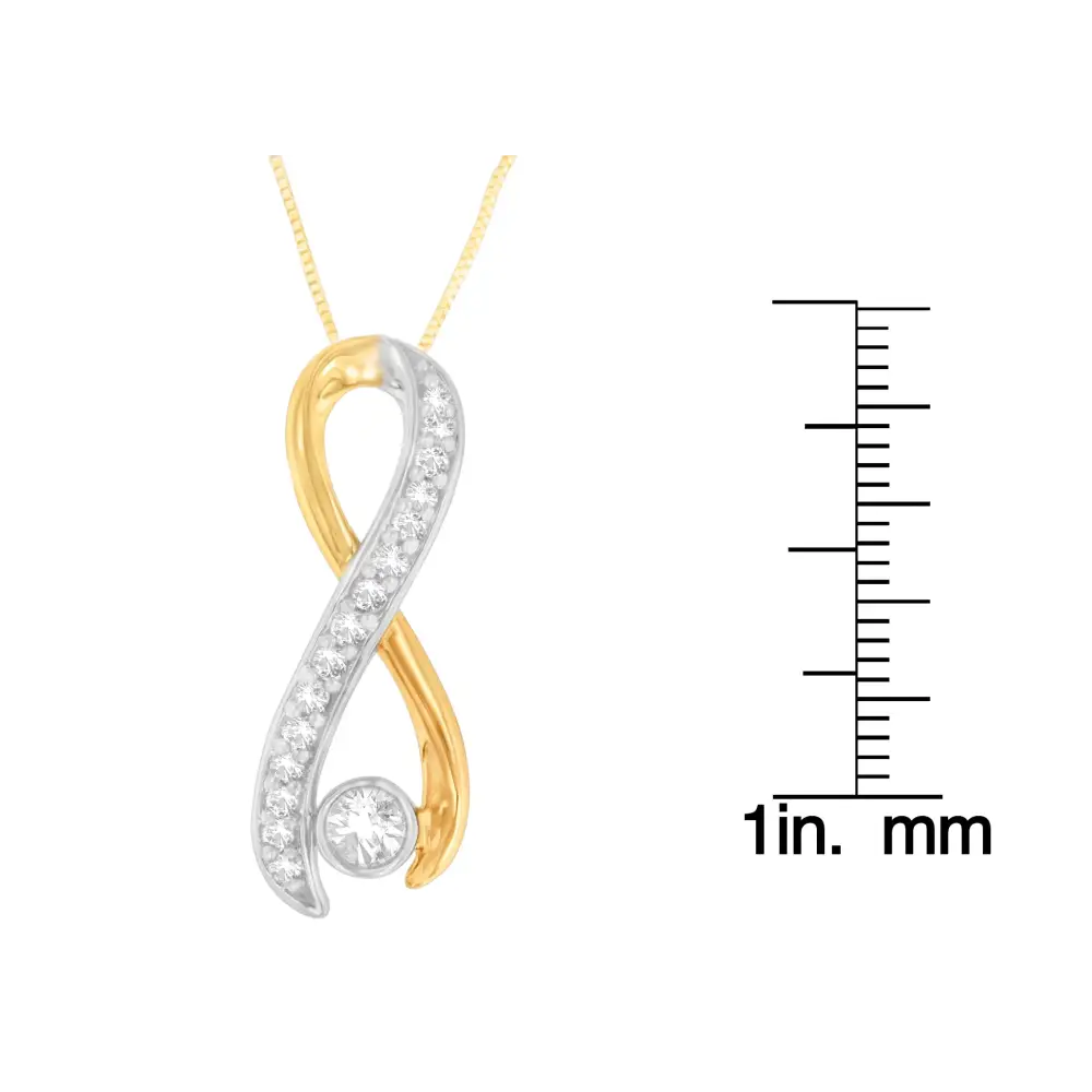 10k Two-tone Gold 1/5 Cttw Diamond Radiant Ribbon Pendant Necklace (h-i I1-i2) - Fine Jewelry us Direct