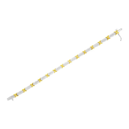 10k Two-tone Gold Channel Set Diamond X-link Bracelet (1 Cttw I-j Color I2-i3 Clarity) - Fine Jewelry us Direct