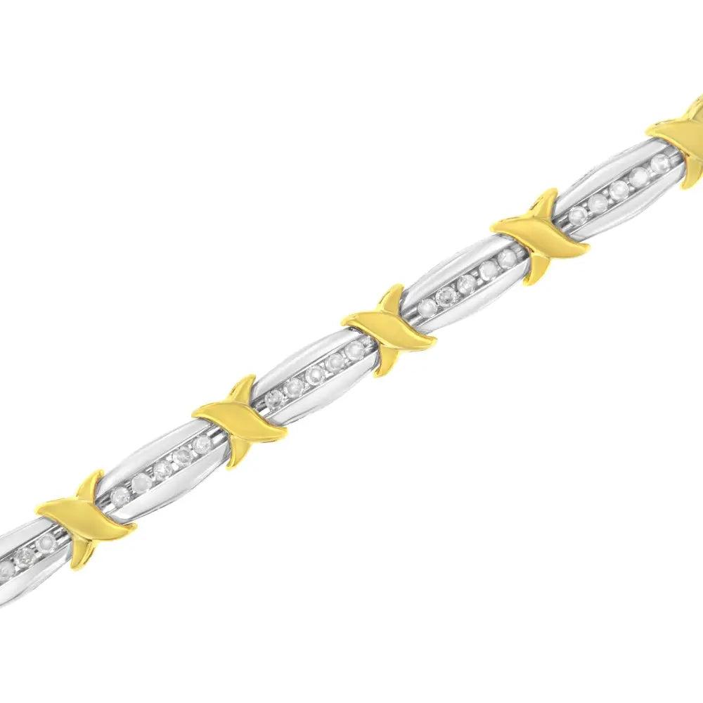 10k Two-tone Gold Channel Set Diamond X-link Bracelet (1 Cttw I-j Color I2-i3 Clarity) - Fine Jewelry us Direct