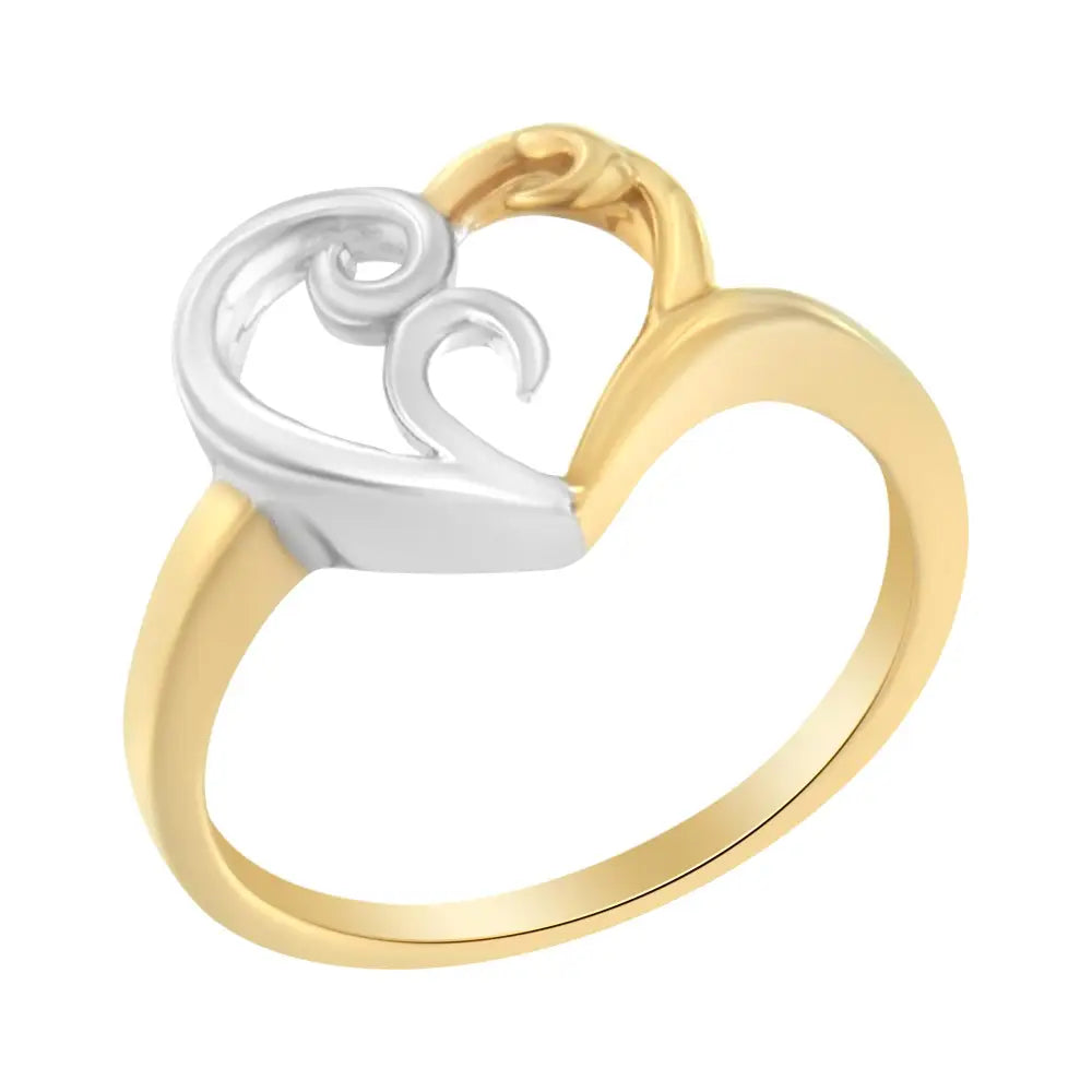 10k Two-tone Gold Heart Ring - Fine Jewelry us Direct