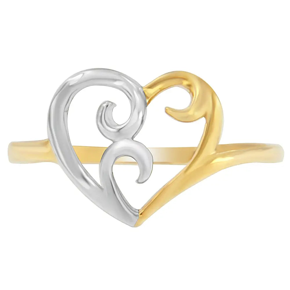 10k Two-tone Gold Heart Ring - Fine Jewelry us Direct