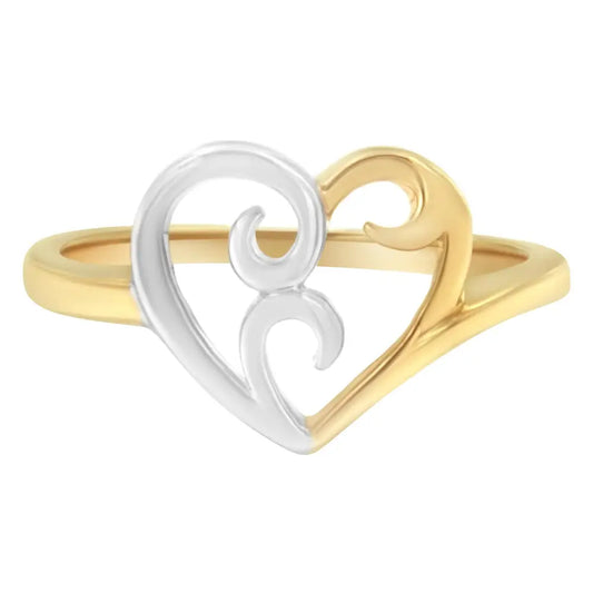 10k Two-tone Gold Heart Ring - Fine Jewelry us Direct