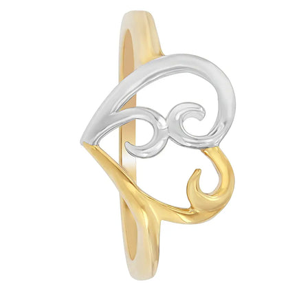 10k Two-tone Gold Heart Ring - Fine Jewelry us Direct