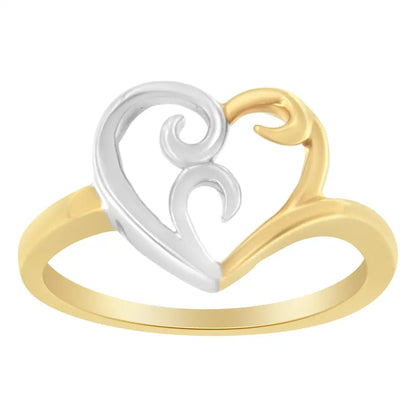 10k Two-tone Gold Heart Ring - Fine Jewelry us Direct