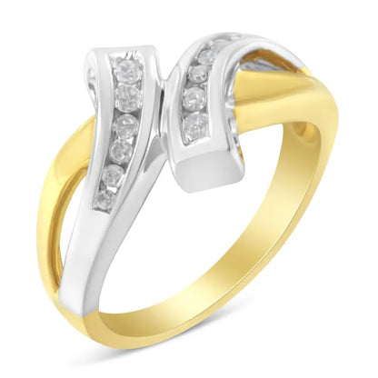 10k Two Toned Channel-set Diamond Bypass Ring - 1/4 Cttw - 7