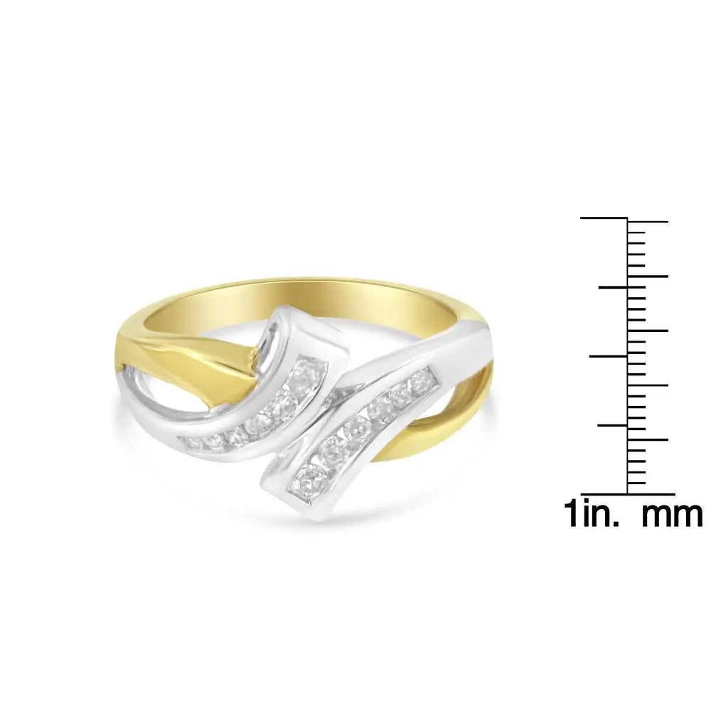 10k Two Toned Channel-set Diamond Bypass Ring - 1/4 Cttw - 7