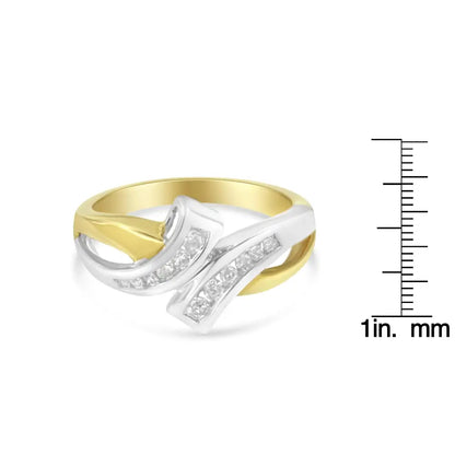 10k Two Toned Channel-set Diamond Bypass Ring - 1/4 Cttw - 7