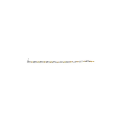 10k Two-toned Gold 1.00 Cttw Invisible Set Princess Diamond Channel Link 7’’ Tennis Bracelet (h-i Color Si1-si2