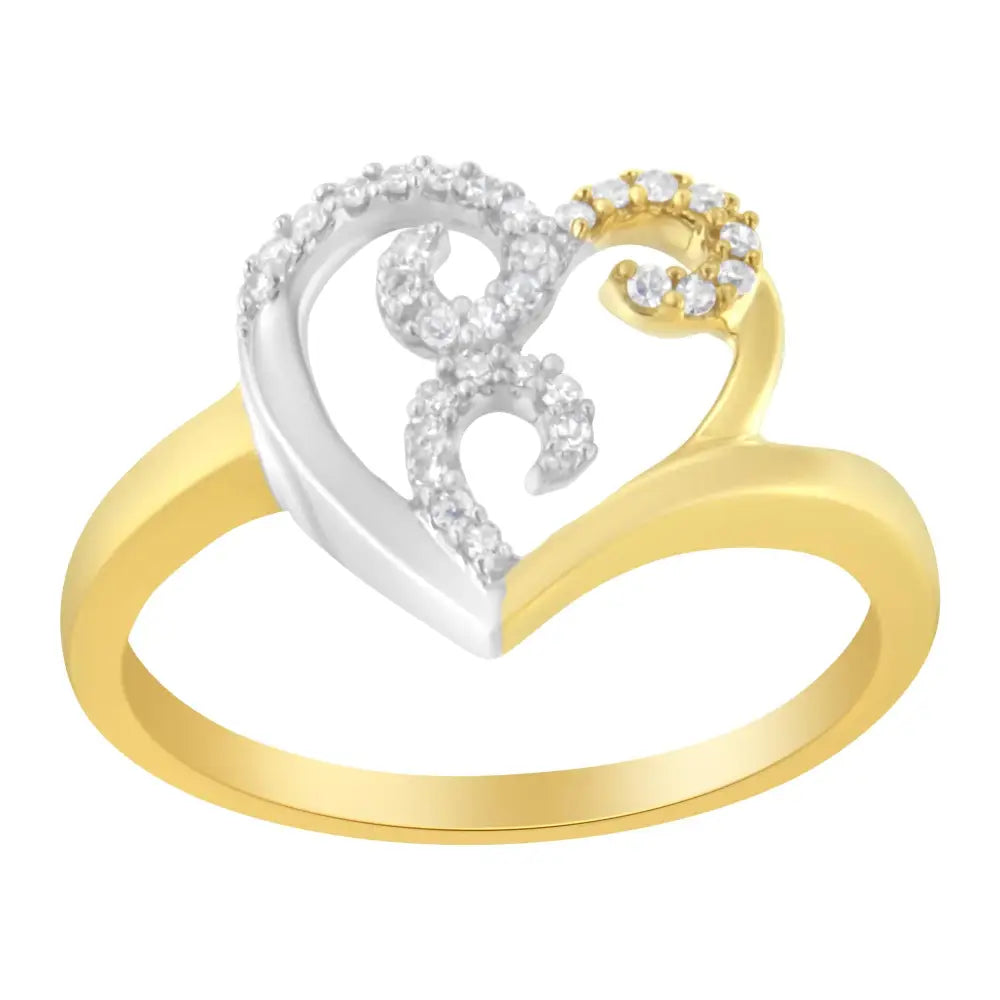 10k Two-toned Gold Diamond Heart Shape Cluster Ring (1/6 Cttw H-i Color I1-i2 Clarity) - Fine Jewelry us Direct