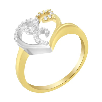 10k Two-toned Gold Diamond Heart Shape Cluster Ring (1/6 Cttw H-i Color I1-i2 Clarity) - Fine Jewelry us Direct