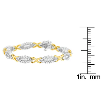 10k Two-toned Round and Baguette-cut Diamond Bracelet (3 Cttw H-i Color I2-i3 Clarity) - Fine Jewelry us Direct