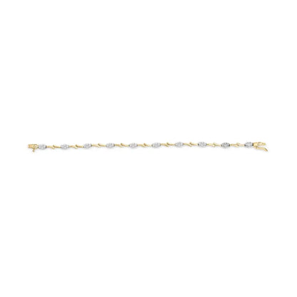 10k White and Yellow Gold 1.00 Cttw Diamond Oval Shaped Cluster Link Bracelet (i-j Color Si2-i1 Clarity) - 7’’