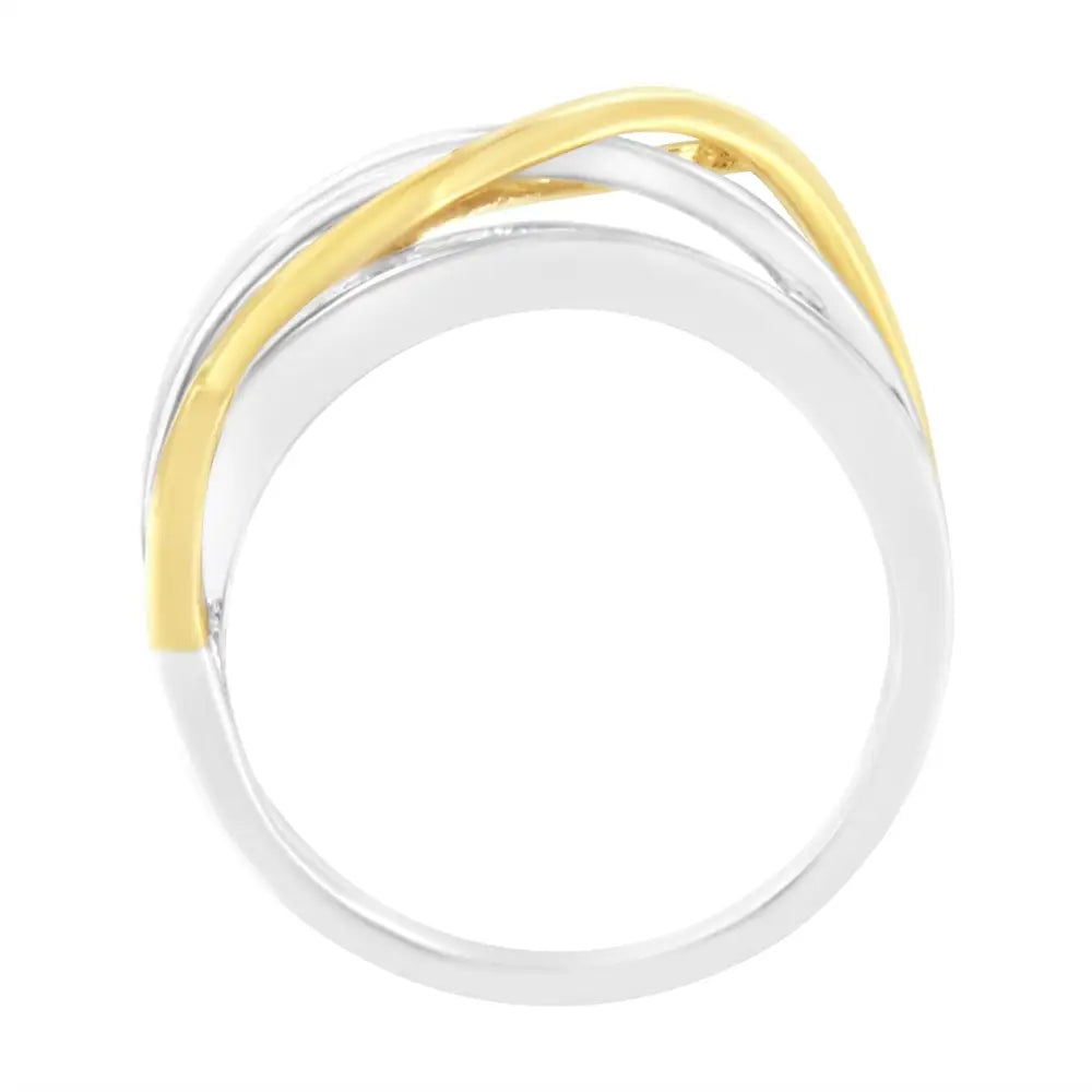 10k White and Yellow Gold 1 1/10 Cttw Channel-set Diamond Bypass Band Ring (j Color I3 Clarity) - Fine Jewelry us Direct