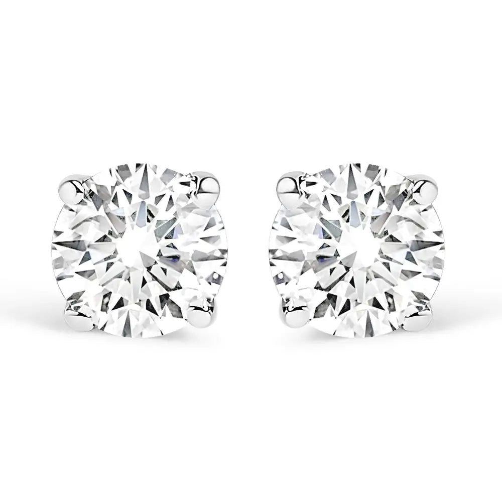 10k White Gold 0.10 Cttw Round Brilliant-cut Near Colorless Diamond Classic 4-prong Stud Earrings (i-j Color I1-i2