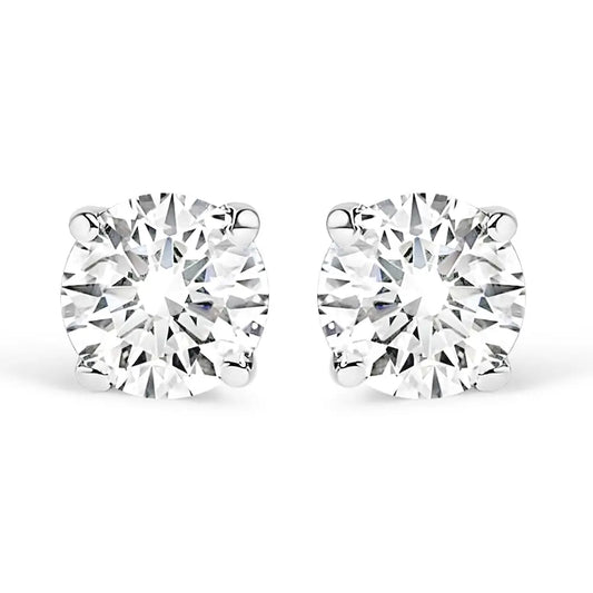 10k White Gold 0.10 Cttw Round Brilliant-cut Near Colorless Diamond Classic 4-prong Stud Earrings (i-j Color I1-i2