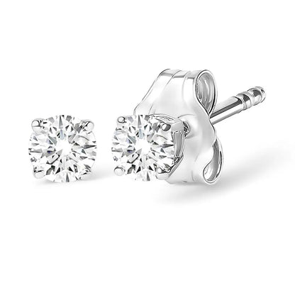 10k White Gold 0.10 Cttw Round Brilliant-cut Near Colorless Diamond Classic 4-prong Stud Earrings (i-j Color I1-i2