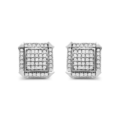 10k White Gold 1.0 Cttw Diamond Composite with Halo Stud Earrings (h-i Color I1-i2 Clarity) - Fine Jewelry us Direct