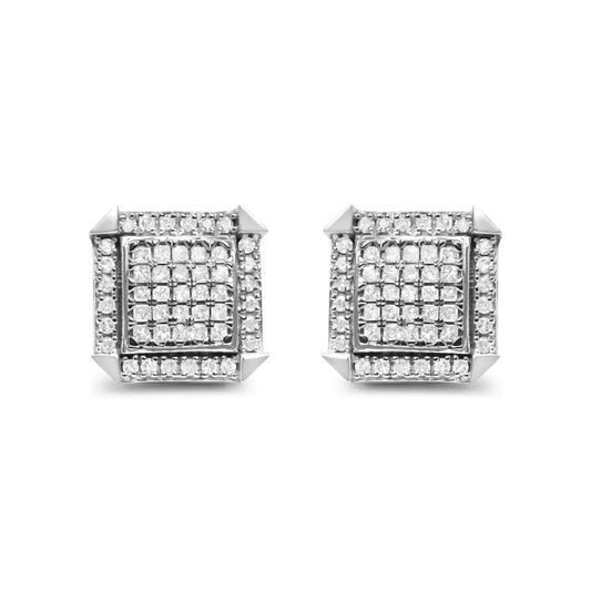 10k White Gold 1.0 Cttw Diamond Composite with Halo Stud Earrings (h-i Color I1-i2 Clarity) - Fine Jewelry us Direct