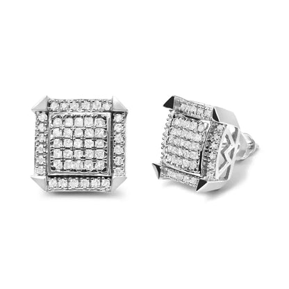 10k White Gold 1.0 Cttw Diamond Composite with Halo Stud Earrings (h-i Color I1-i2 Clarity) - Fine Jewelry us Direct