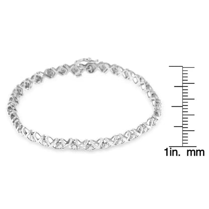 10k White Gold 1.0 Cttw Round Brilliant Diamond Miracle Set X-link 7’’ Tennis Bracelet with Box Clasp (h-i Color