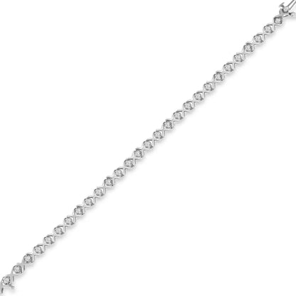 10k White Gold 1.0 Cttw Round Brilliant Diamond Miracle Set X-link 7’’ Tennis Bracelet with Box Clasp (h-i Color