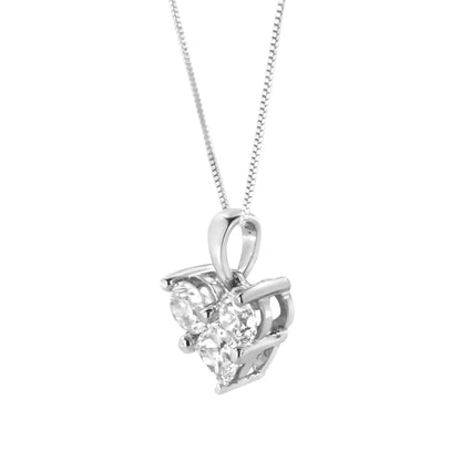 10k White Gold 1.0 Cttw Round-cut and Princess-cut Diamond Heart Shaped 18’’ Pendant Necklace (h-i Color Si2-i1