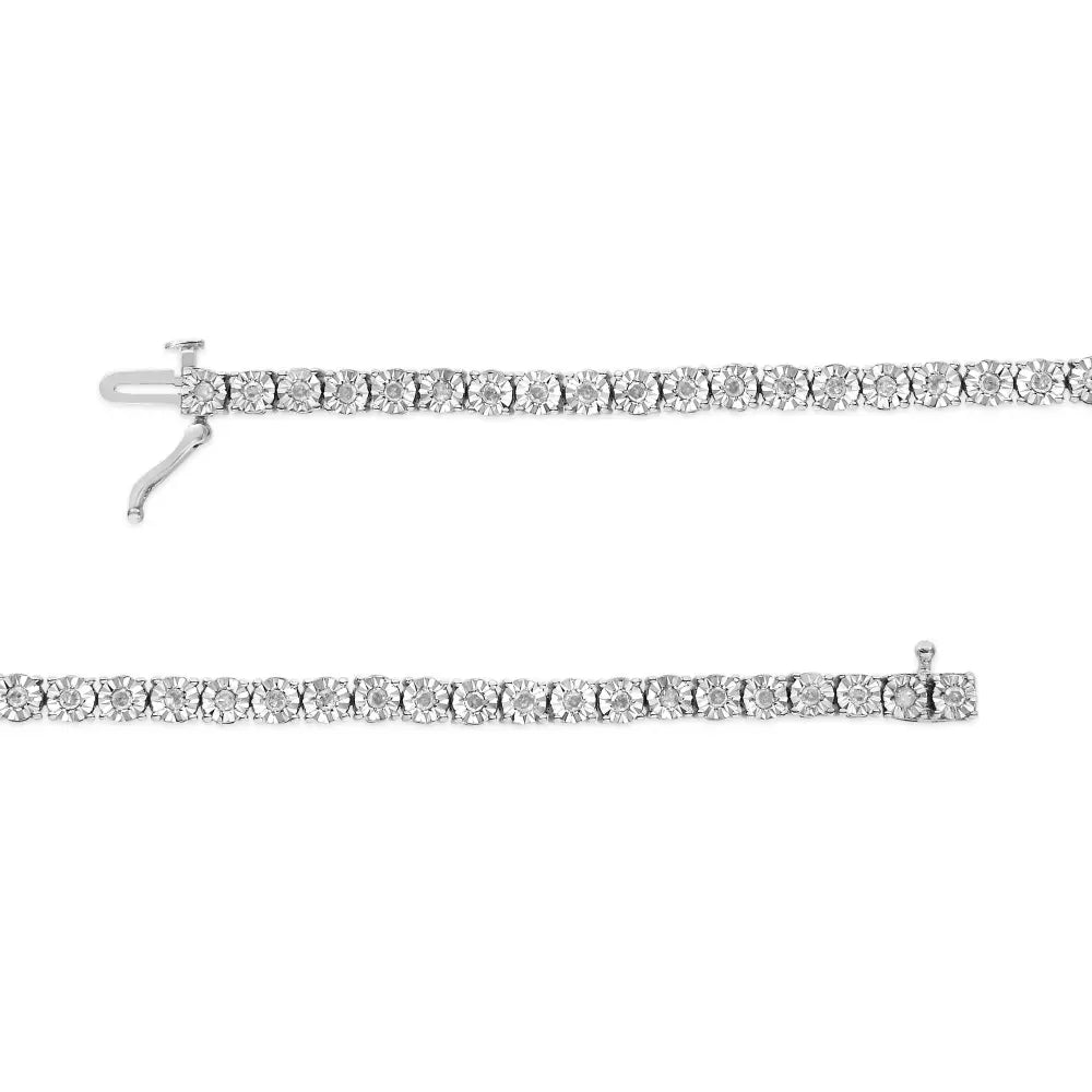 10k White Gold 1.0 Cttw Round-cut Diamond Miracle Plate Tennis 7’’ Bracelet (i-j Color Si2-i1 Clarity) - 7 - Fine