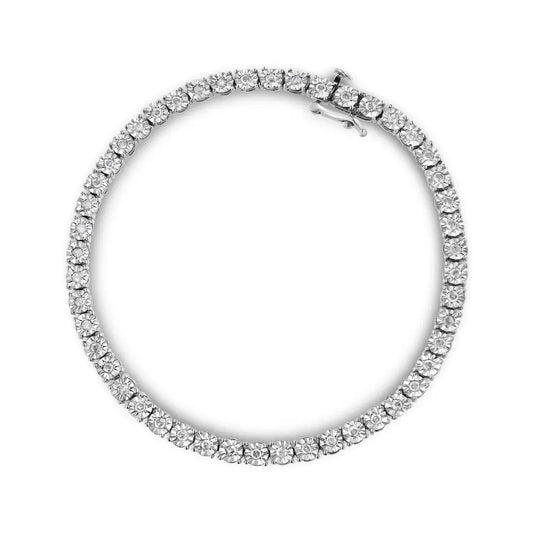 10k White Gold 1.0 Cttw Round-cut Diamond Miracle Plate Tennis 7’’ Bracelet (i-j Color Si2-i1 Clarity) - 7 - Fine