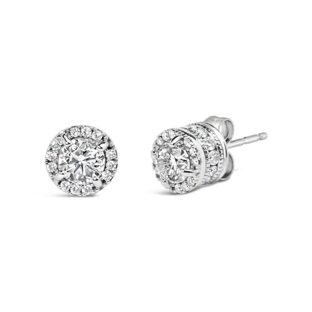 10k White Gold 1.00 Cttw Diamond Hidden Halo Stud Earring (h-i Color I1-i2 Clarity) - Fine Jewelry us Direct