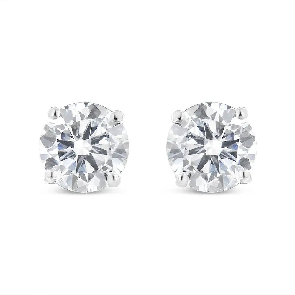 10k White Gold 1.00 Cttw Round Brilliant-cut Near Colorless Diamond Classic 4-prong Stud Earrings with Screw Backs (h-i