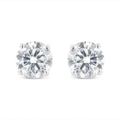 10k White Gold 1.00 Cttw Round Brilliant-cut Near Colorless Diamond Classic 4-prong Stud Earrings with Screw Backs (h-i