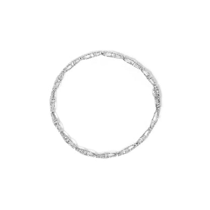 10k White Gold 1.00 Cttw Round-cut Diamond Tennis Bracelet with Swirl Link (h-i Color I3 Clarity) - 7’’ Inches