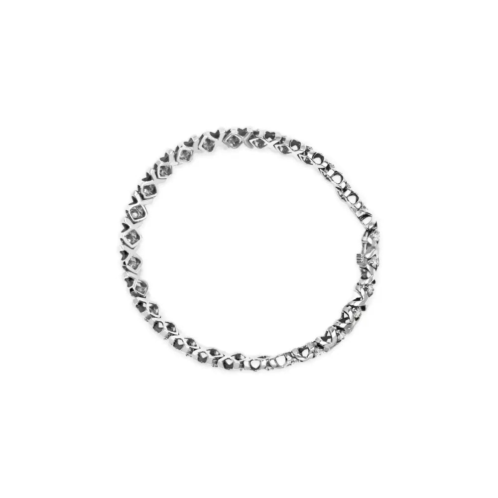 10k White Gold 1 1/2 Cttw Diamond Alternating and X-link 7.5’’ Tennis Bracelet (h-i Color I2-i3 Clarity) - Fine