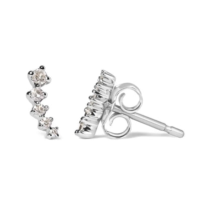 10k White Gold 1/10 Cttw Diamond Journey Style Climber Stud Earrings (h-i Color I1-i2 Clarity) - Fine Jewelry us Direct