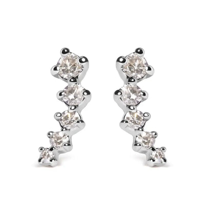 10k White Gold 1/10 Cttw Diamond Journey Style Climber Stud Earrings (h-i Color I1-i2 Clarity) - Fine Jewelry us Direct