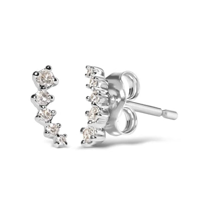 10k White Gold 1/10 Cttw Diamond Journey Style Climber Stud Earrings (h-i Color I1-i2 Clarity) - Fine Jewelry us Direct