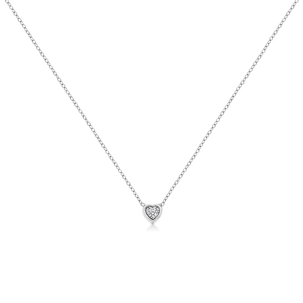 10k White Gold 1/10 Cttw Miracle Set Round-cut Diamond 18’’ Pendant Necklace - Choice of Shape - Fine Jewelry us Direct