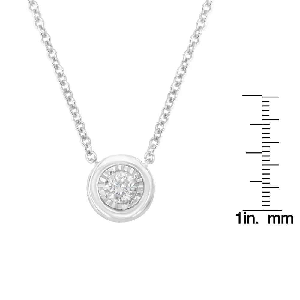 10k White Gold 1/10 Cttw Miracle Set Round-cut Diamond 18’’ Pendant Necklace - Choice of Shape - Fine Jewelry us Direct